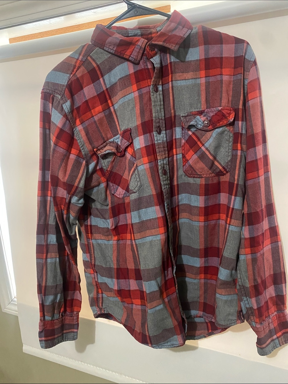Men's Red Plaid Button-Up Shirt